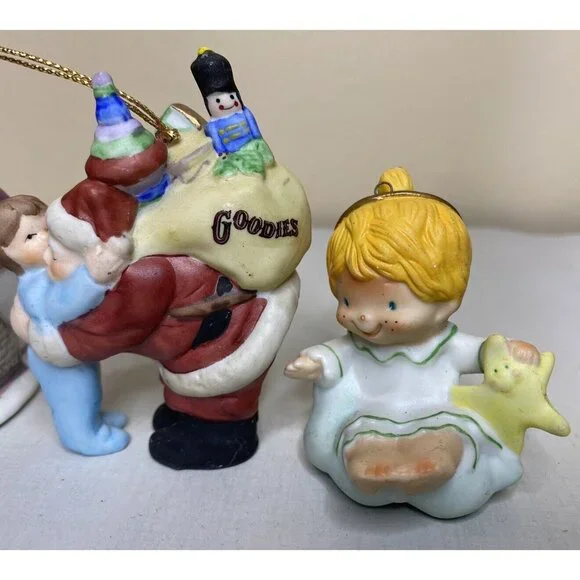 Vintage Porcelain christmas ornaments Lot Hallmark Katybeth Santa Angel & More - Picture 2 of 10